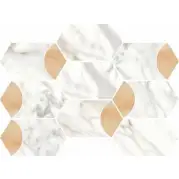 Мозаика Vallelunga Luce Grey Esagona Decoro Rame Lusso 26x35