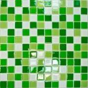 Мозаика Pixmosaic Glass Микс Бело-зеленый 2.5x2.5 30x30 CB606